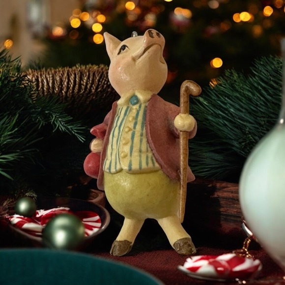 Vintage 1980 Italian Carved Anri Beatrix Potter Pigling Bland Ornament - Picture 1 of 14